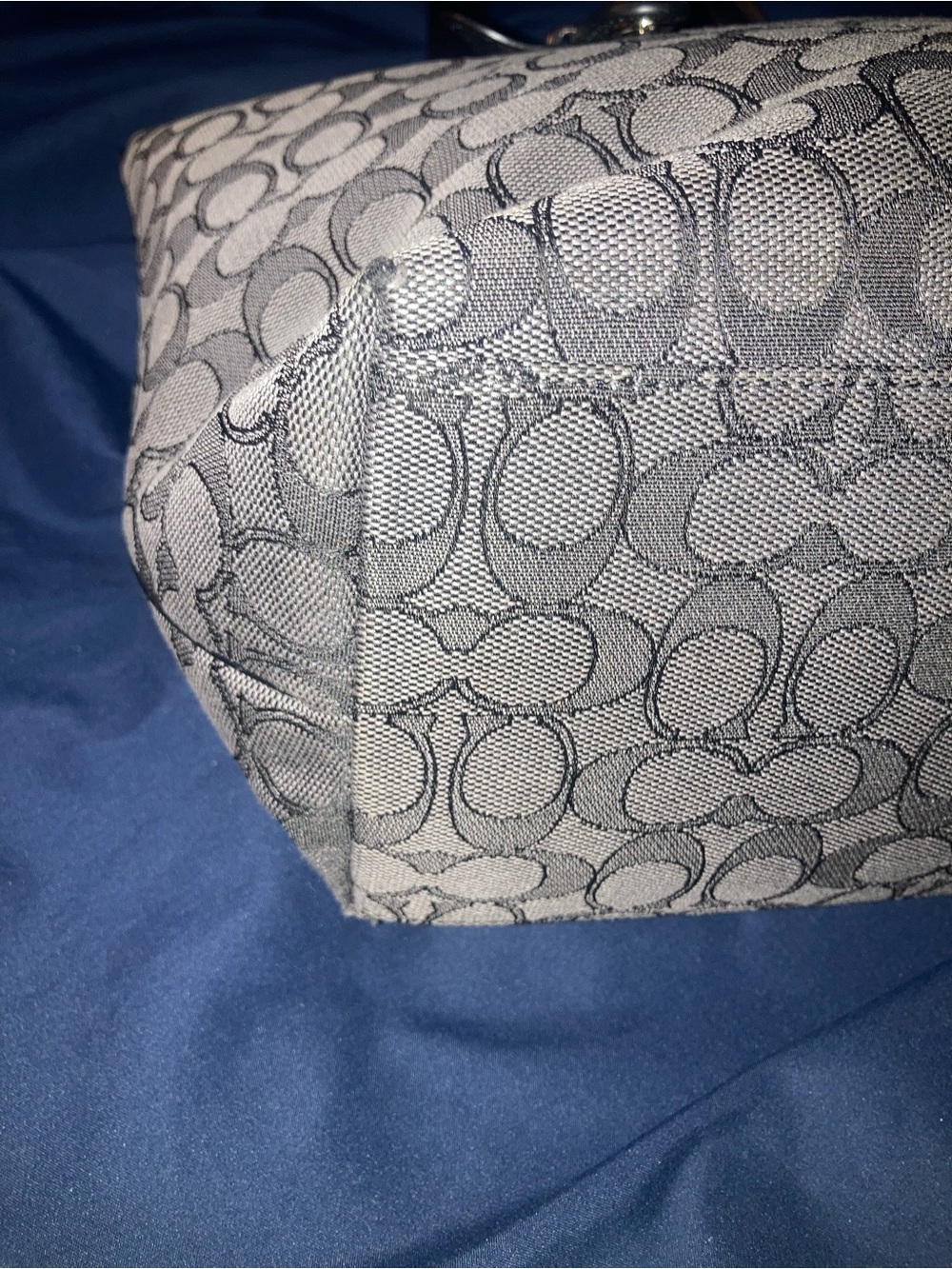 Coach Brown Signature Canvas Tote with Black Trim - Picture 5 of 13